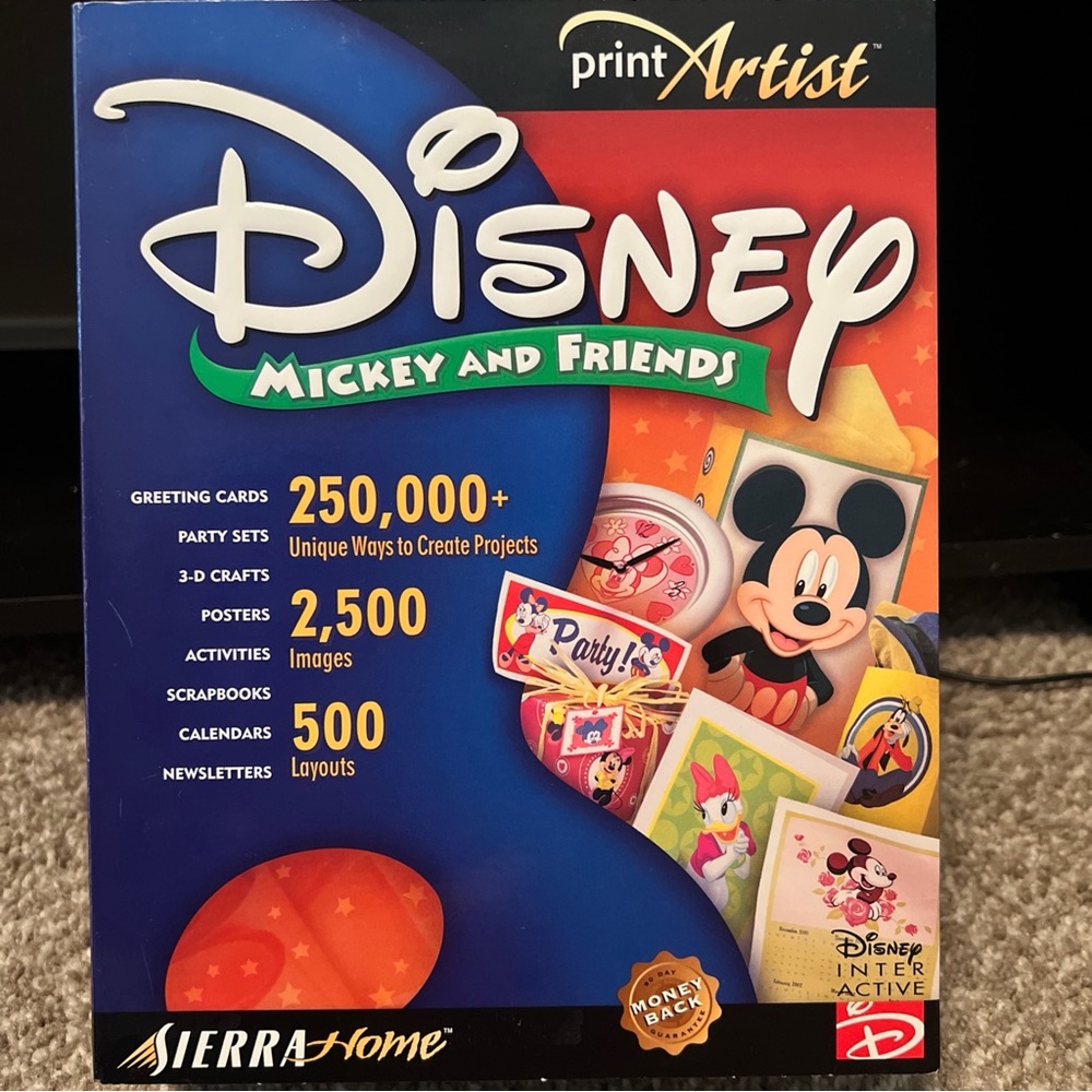 Print Artist Disney Mickey and Friends PC Greeting Cards, scrapbooking 2001 PC